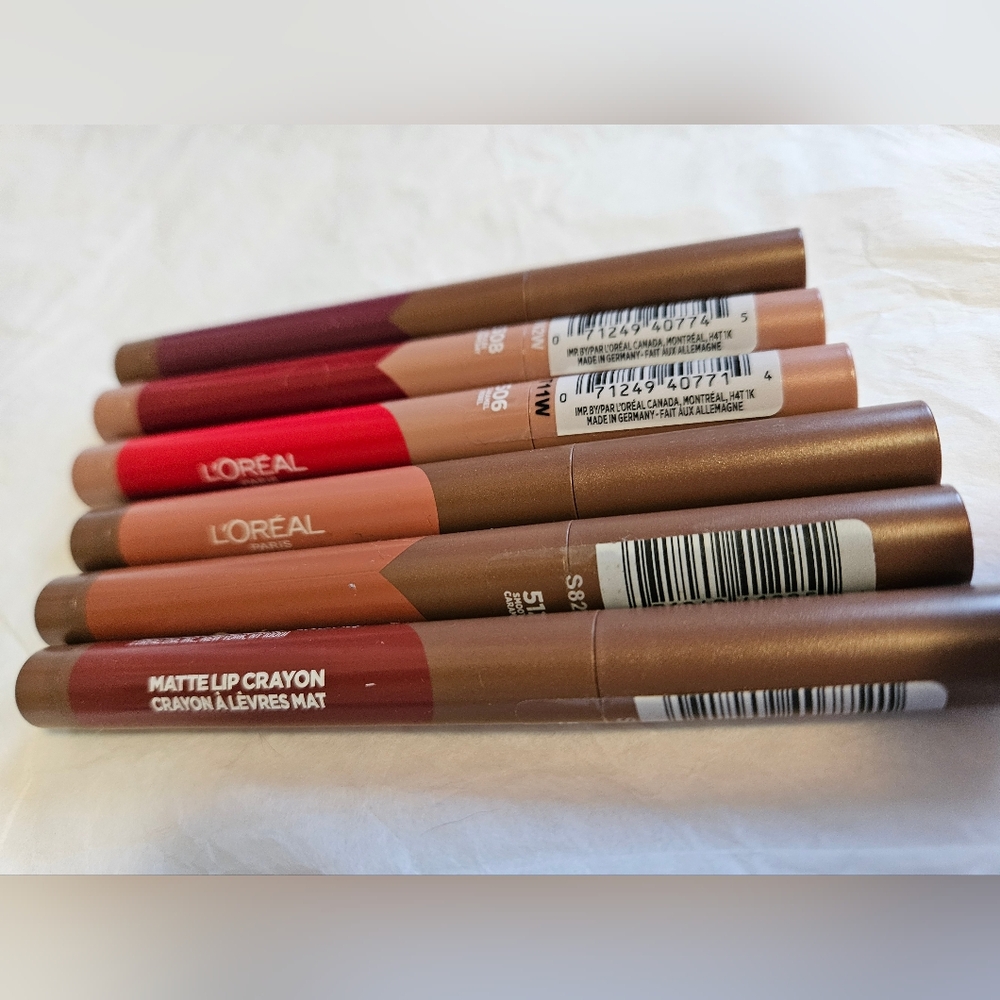 L'Oreal Matte Lip Crayons in wam tones
